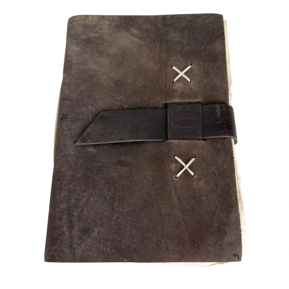 Kathmandu Valley Co Leather Journal Lokta Paper Handmade Nepal Brown Suede 5.5x8